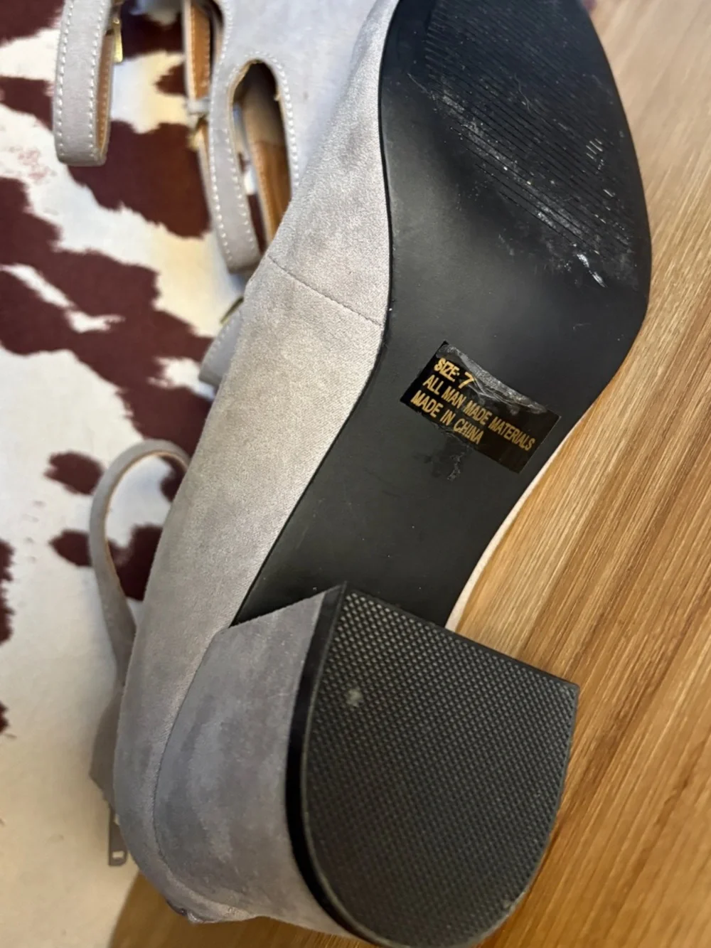 Qupid Light Gray Suede Mary Jane Style 2.5